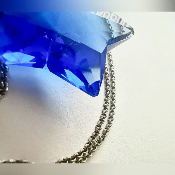 Tiffany & Co., crystal star pendant in blue with Tiffany chain necklace - Picture 6 of 13